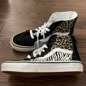 Vans Sk8 Hightop Zipper Back Zebra and Leopard